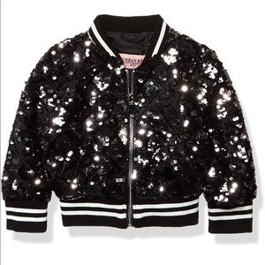 Urban Republic Girls Black Sequin Bomber Jacket